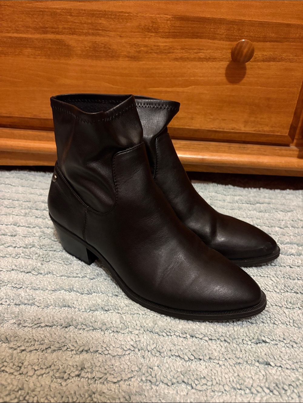 Women’s Sleek Black Faux Leather Ankle Booties